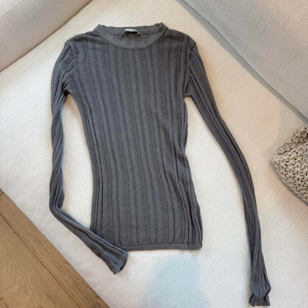 Zara grey ribbed long sleeve
